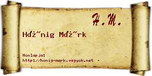 Hönig Márk névjegykártya
